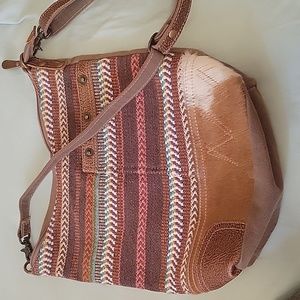 Myra Bag Striped Pastel Boho + Cowhide Shoulder Bag